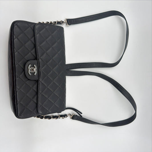 Pre-Owned Black Matelassé Caviar Leather Backpack