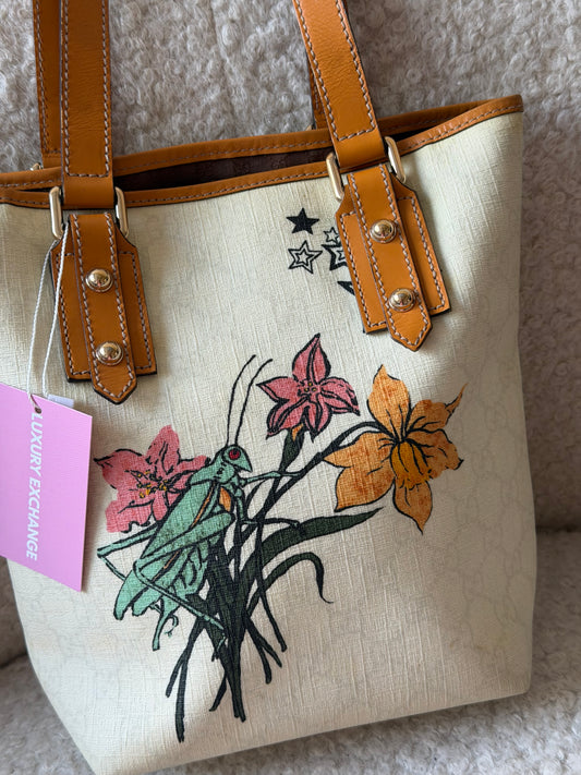 Beige/Yellow GG Supreme Canvas Floral Tote