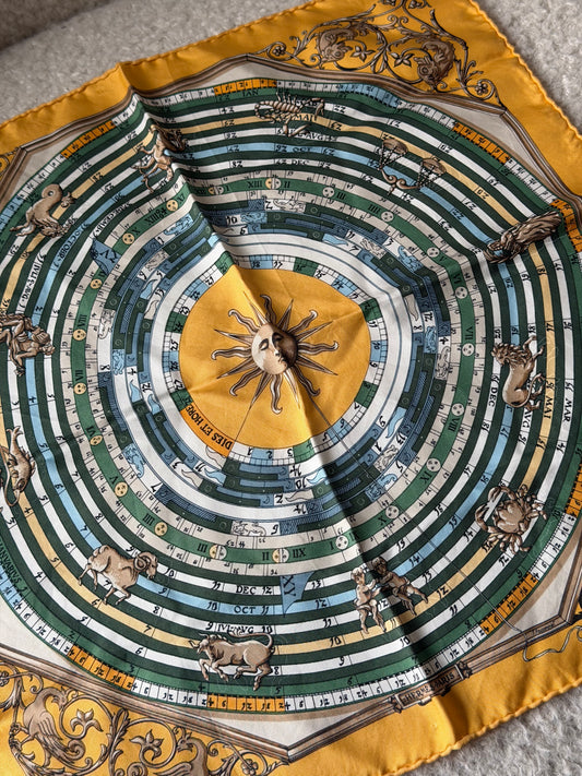 Yellow Sundial Silk Scarf 55