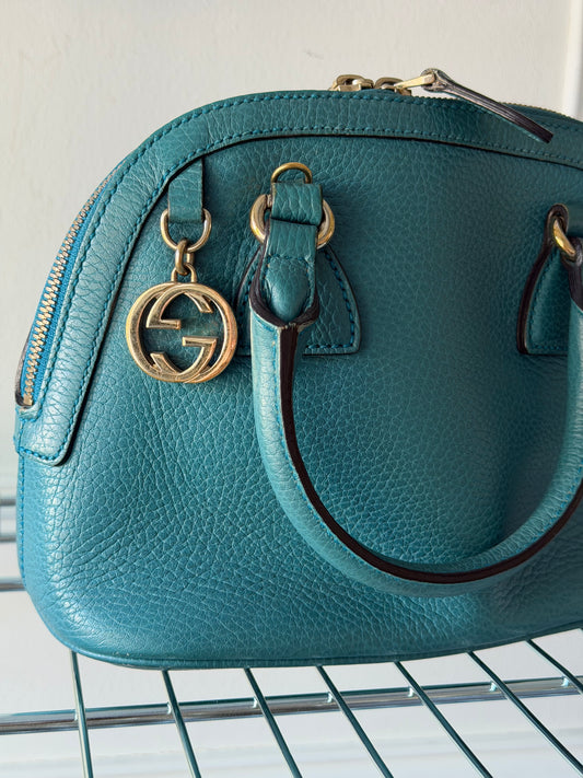Pre-Owned Teal Leather Promenade Handbag