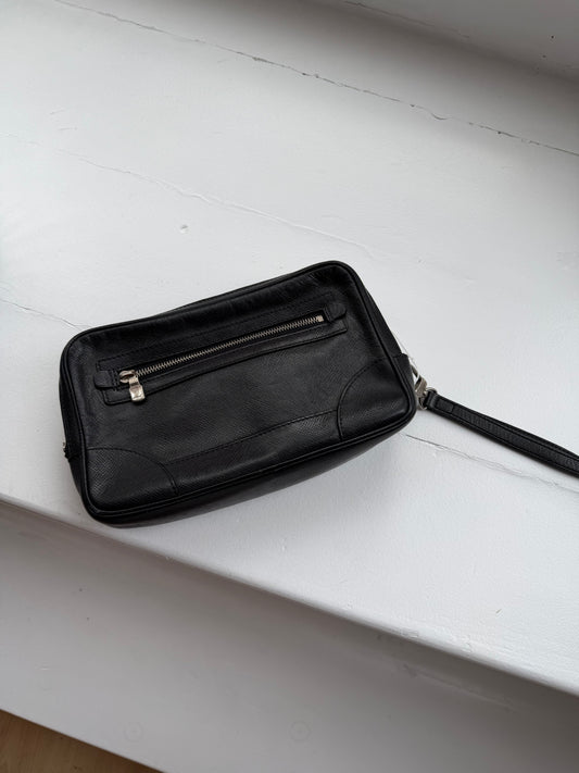 Black Taiga Leather Clutch