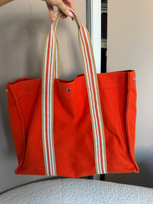 Pre-Owned Orange Canvas Handbag