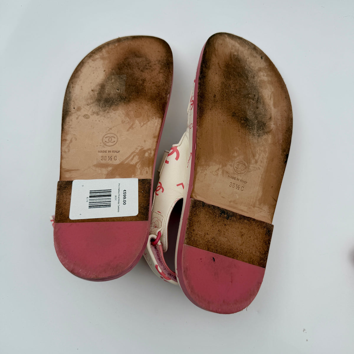 Pre-Owned Pink/White Sandals 38.5C