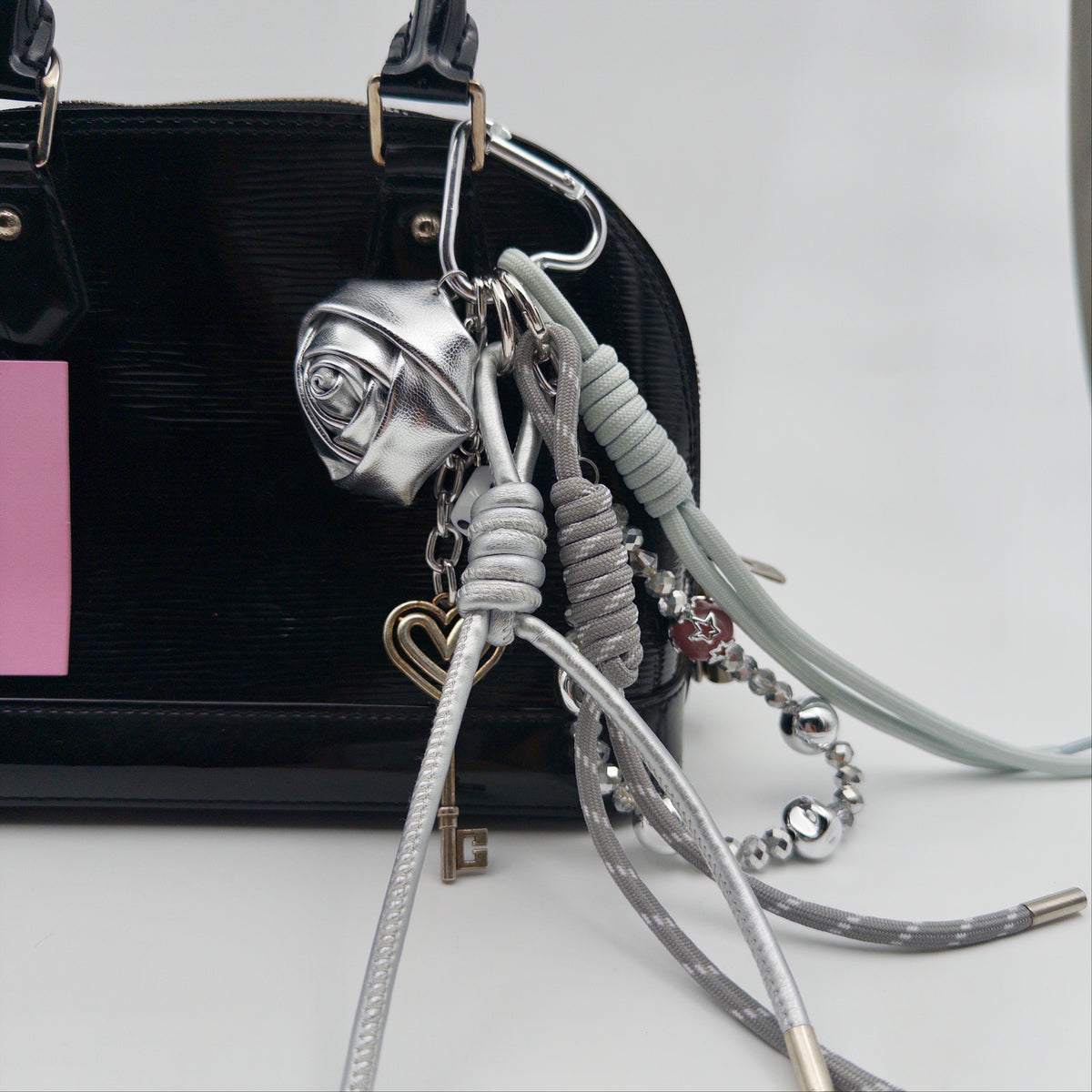 Silver Rose Bag Charm