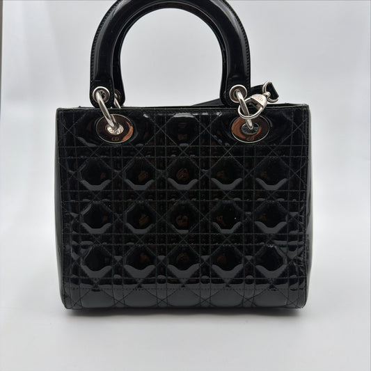 Pre-Owned Black Medium Patent Leather Lady Dior