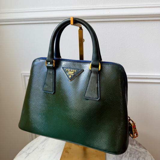 2000s Vintage Green Patent Leather Promenade Tote