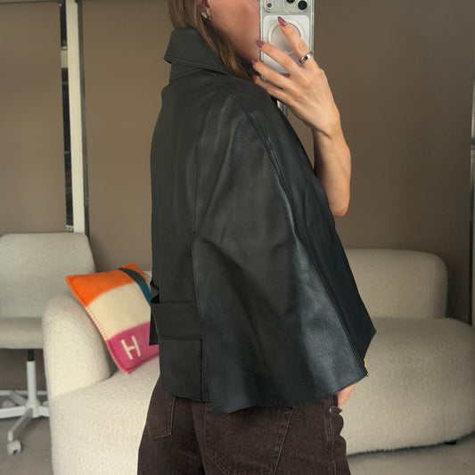 Pre-Owned Black Leather Jacket (38)