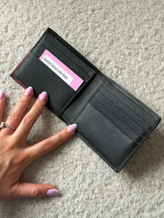 Black/Red Saffiano Leather Wallet