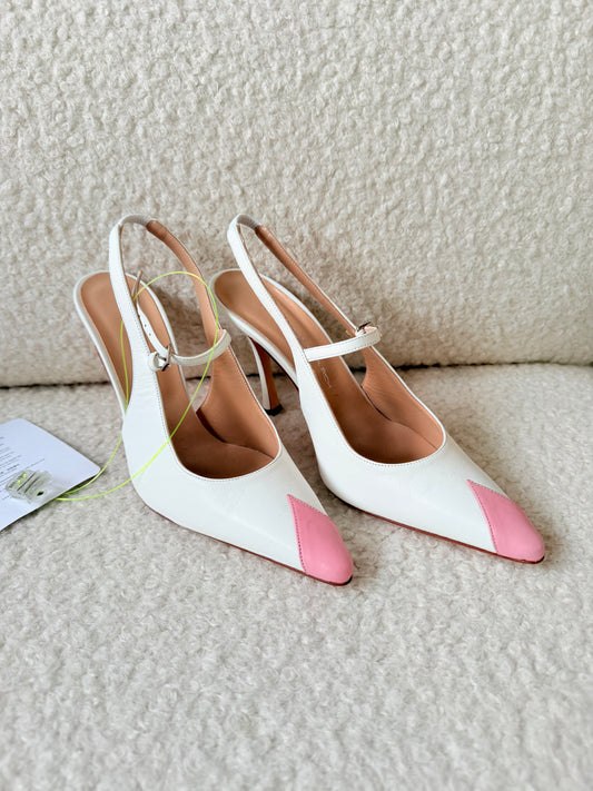 White & Pink Kitten Heels UK6