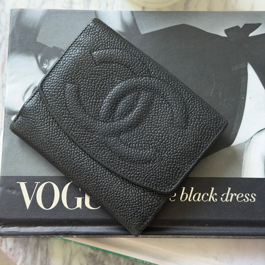 Pre-Owned Black Timeless Caviar Leather Wallet