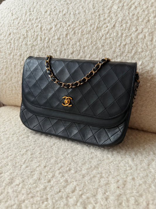 Lambskin Halfmoon Double Flap 24K Gold Plated Hardware