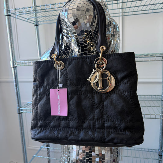 Pre-Owned Black Cannage D.I.O.R. Shoulder Bag