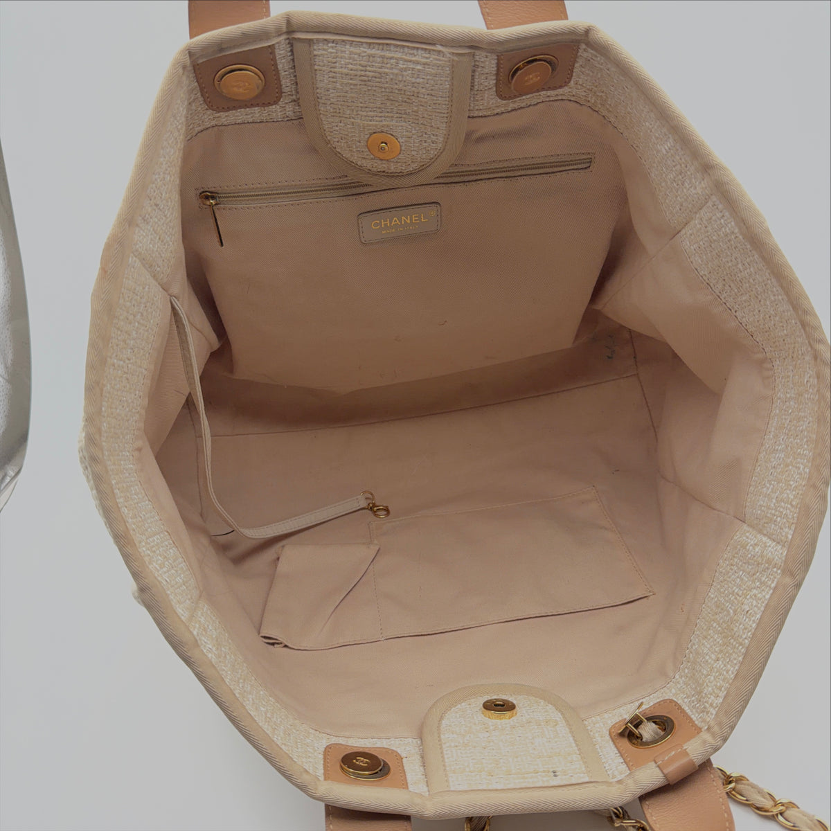 Pre-Owned Beige Tweed Deauville Shopper Tote