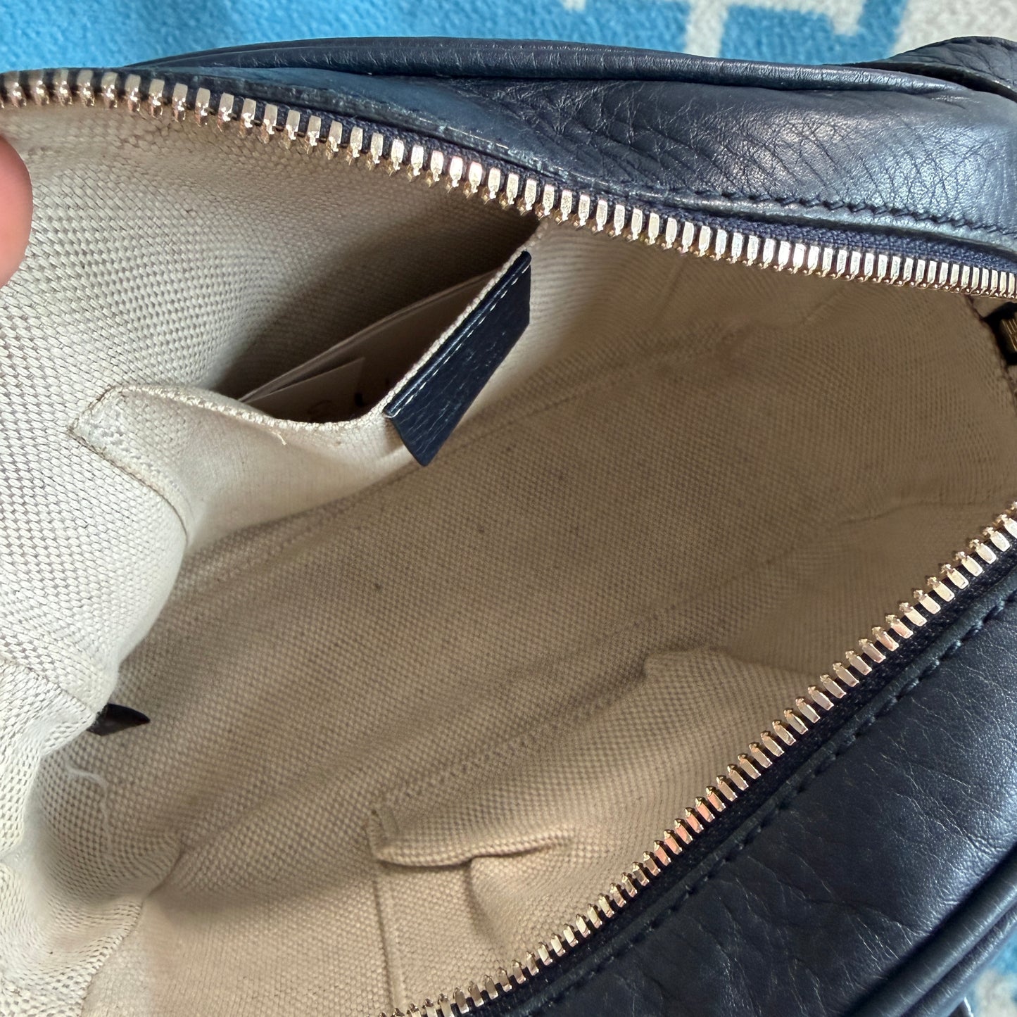 Pre-Owned Navy 'Soho' Grained Leather Crossbody Bag