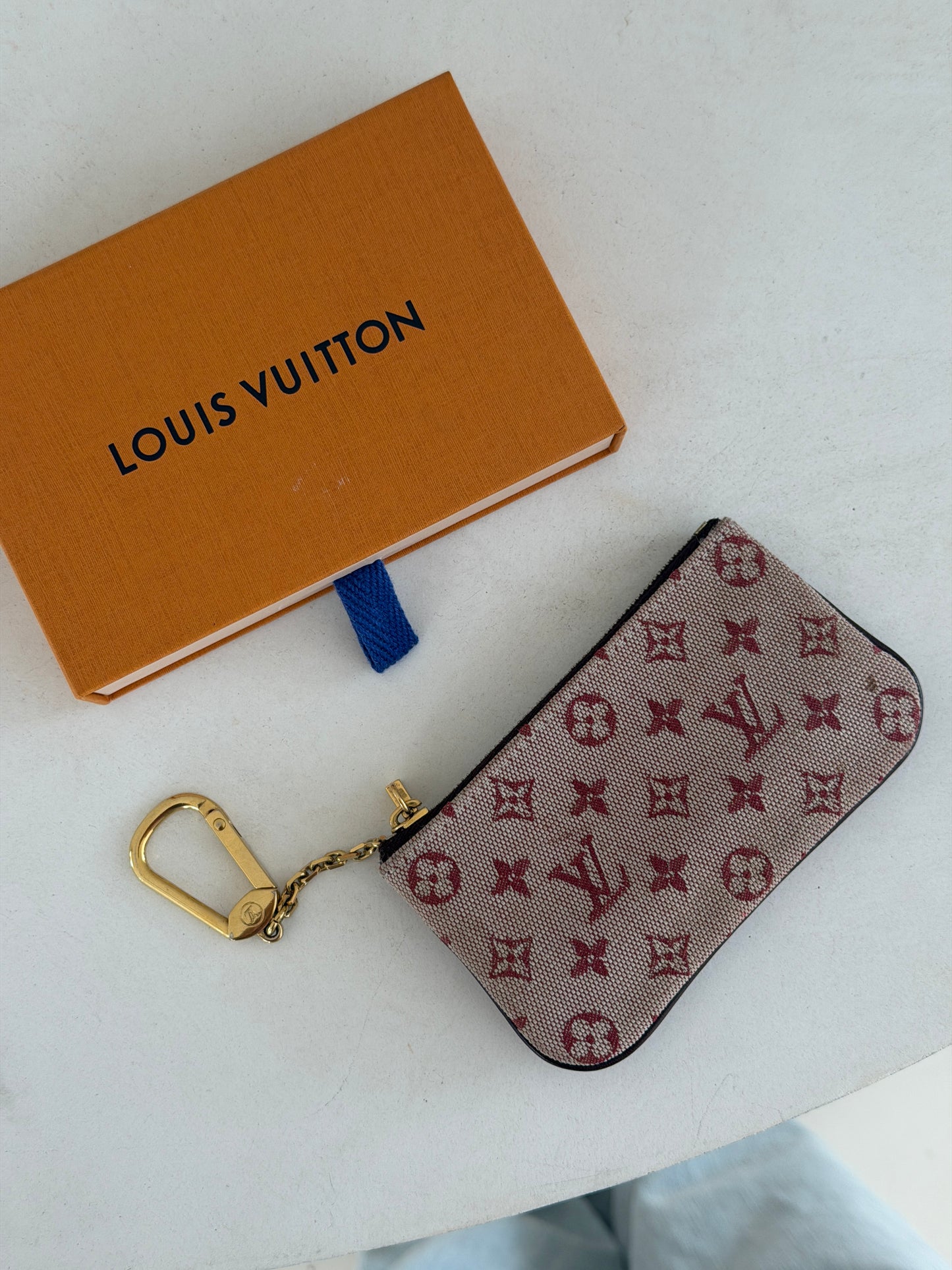 Pre-Owned Red Mini Lin Canvas Key Pouch