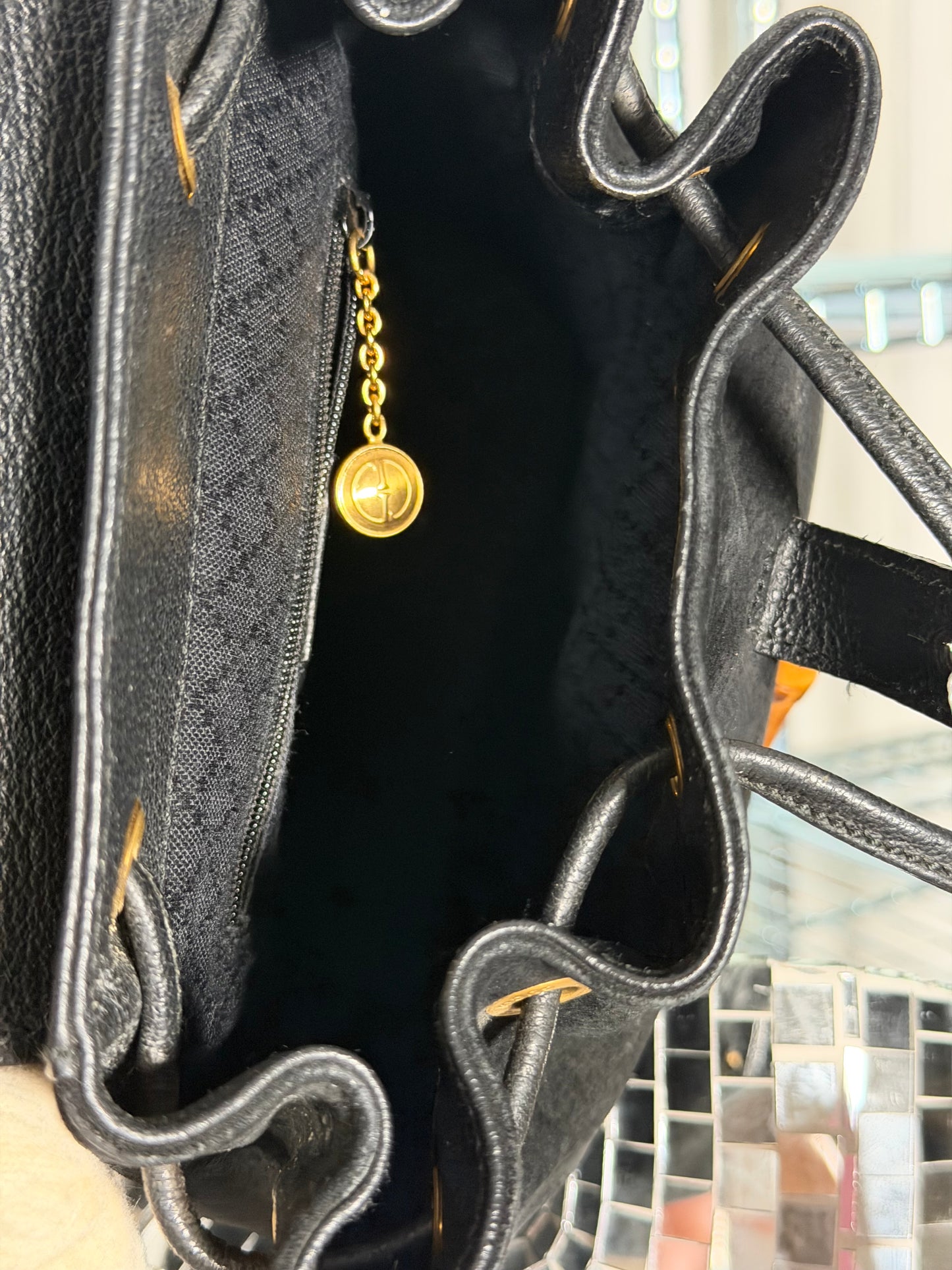 Pre-Owned Black Bamboo Suede Backpack