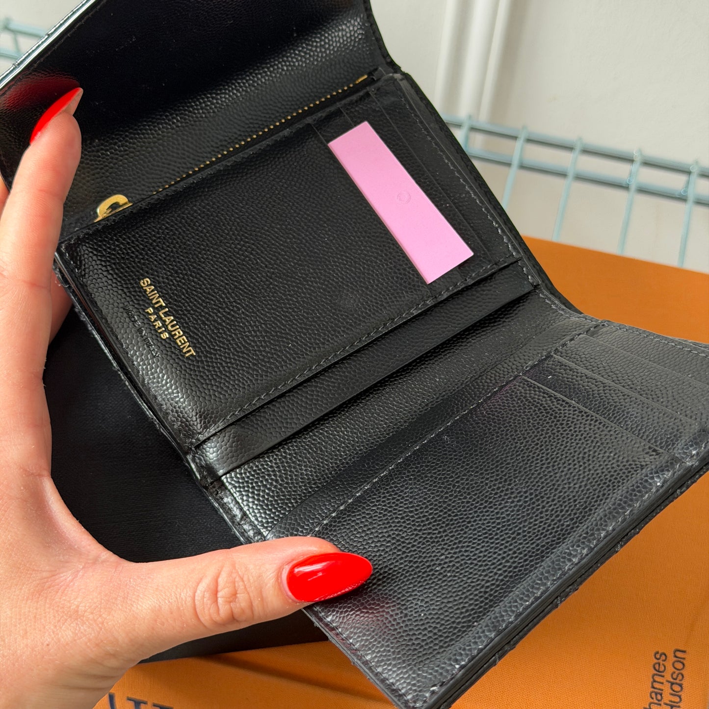 Pre-Owned Black Lou Leather Tri-Fold Wallet