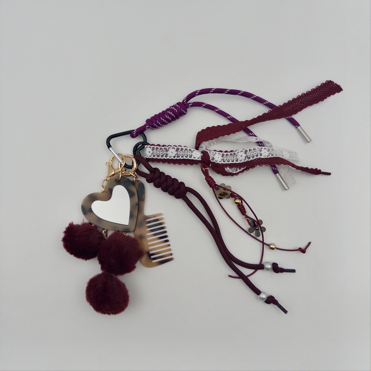 Burgundy Mirror Bag Charm