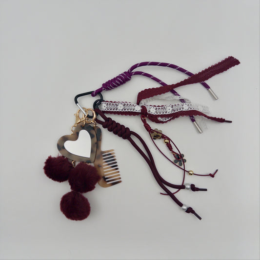 Burgundy Mirror Bag Charm