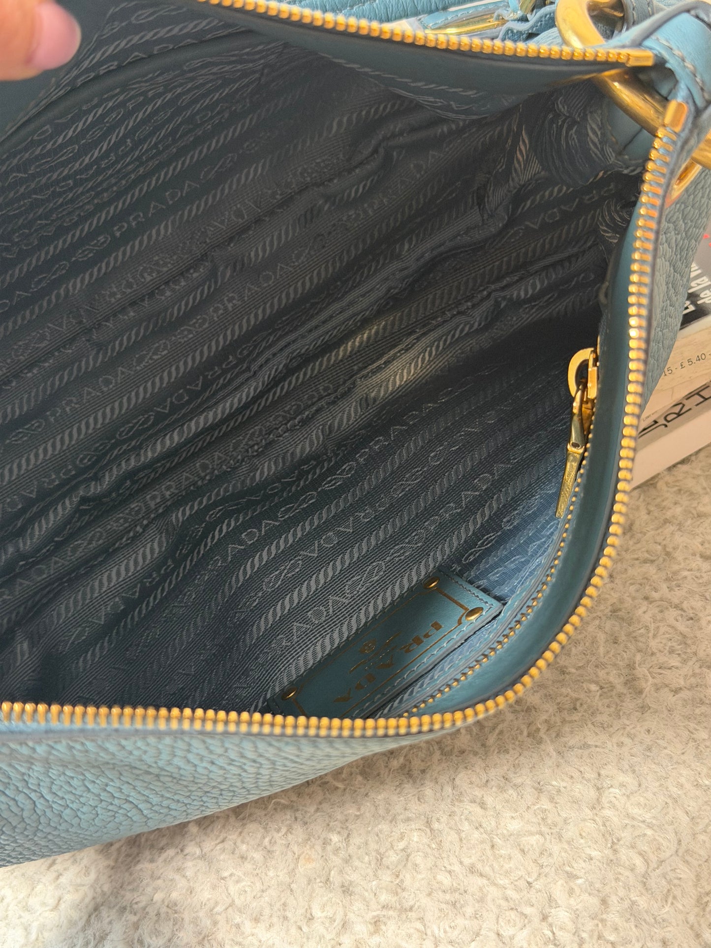 Pre-Owned Blue Leather Hobo Shoulder Bag