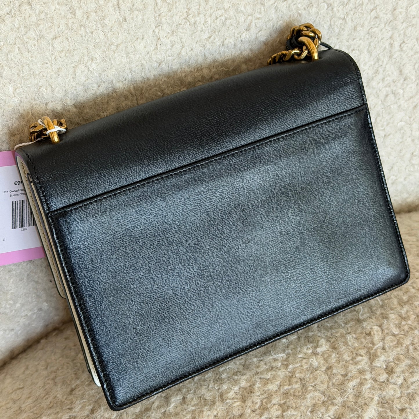 Pre-Owned Black/White Leather Sunset Crossbody Bag