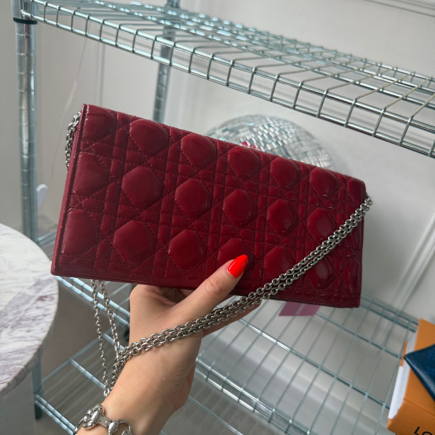 Pre-Owned Red Cannage Leather Shoulder Bag