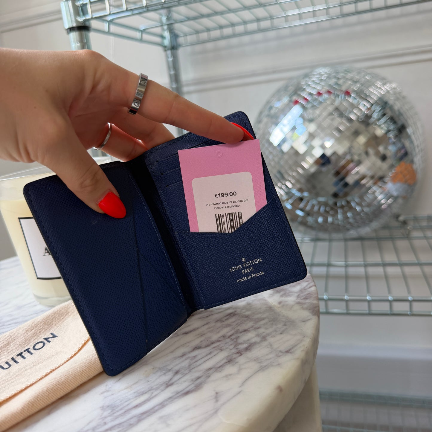 Pre-Owned Blue LV Monogram Canvas Cardholder