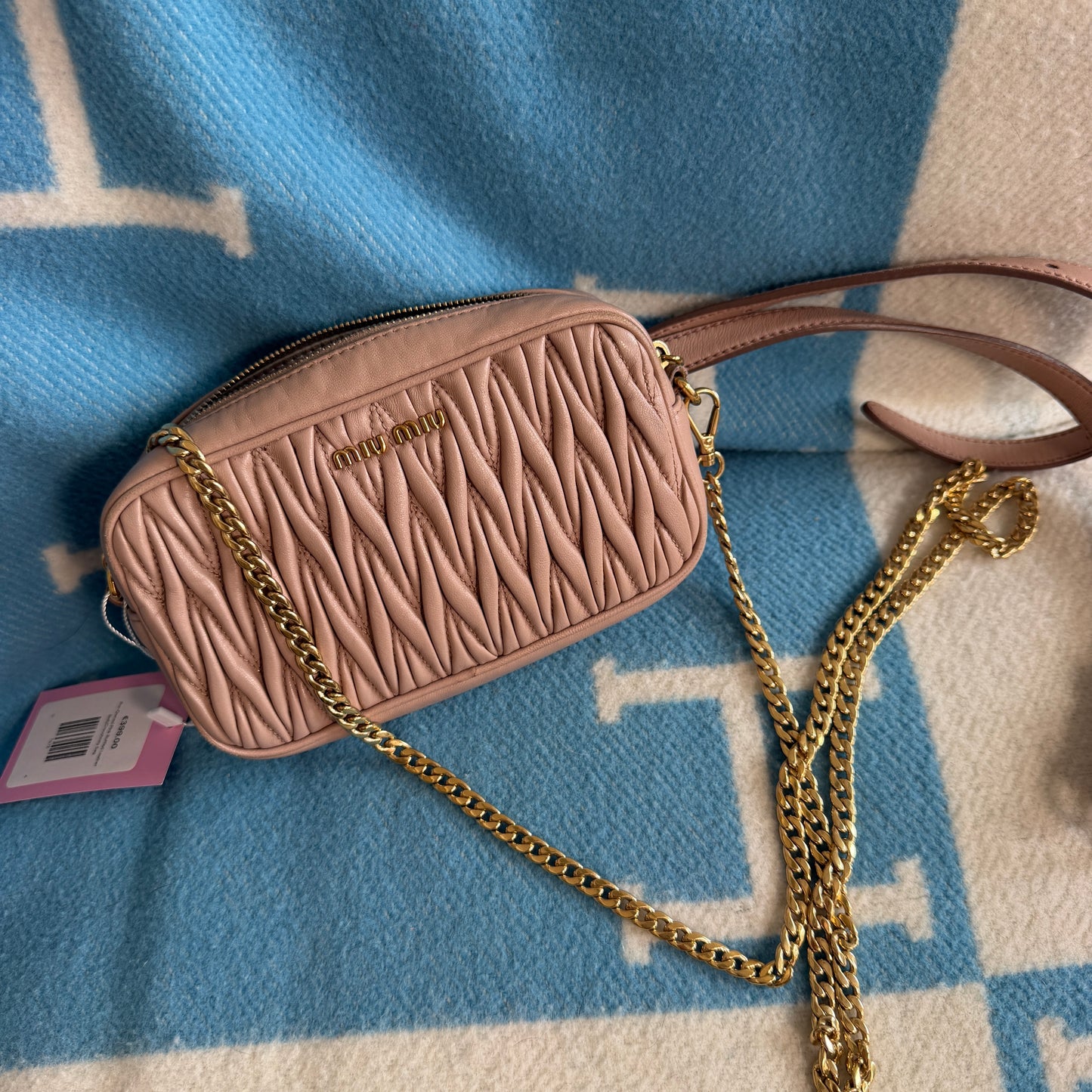 Pre-Owned Pink Ruffled Leather Belt/Crossbody Bag