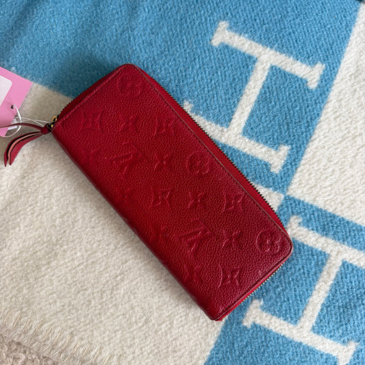 Pre-Owned Red Monogram Empreinte Leather Wallet