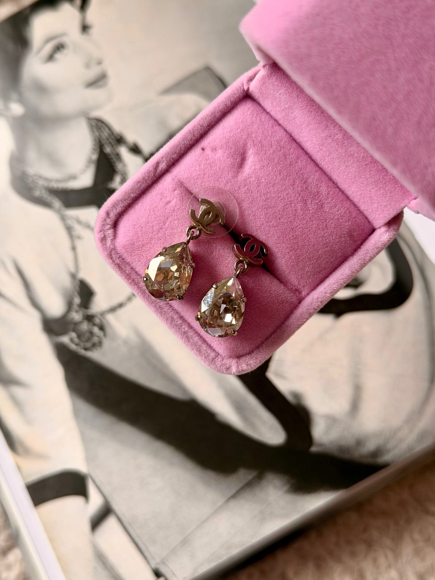 Diamond Silver-Tone Metal Earrings