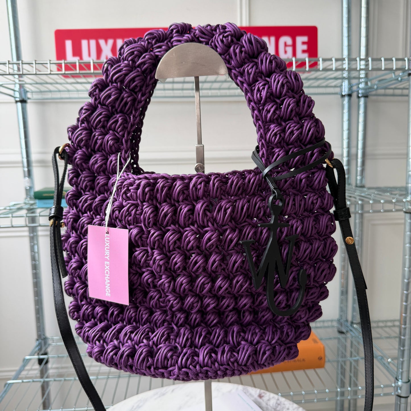 Purple Popcorn Knit Handbag