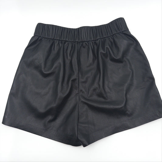 Pre-Owned Black Vegan Leather Shorts (S)