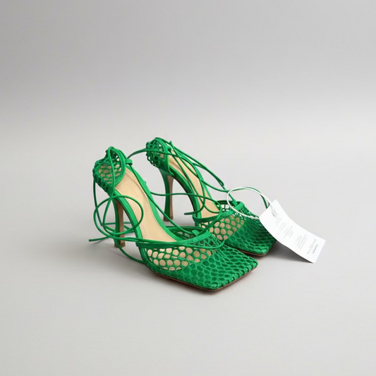 Green Fishnets Heels