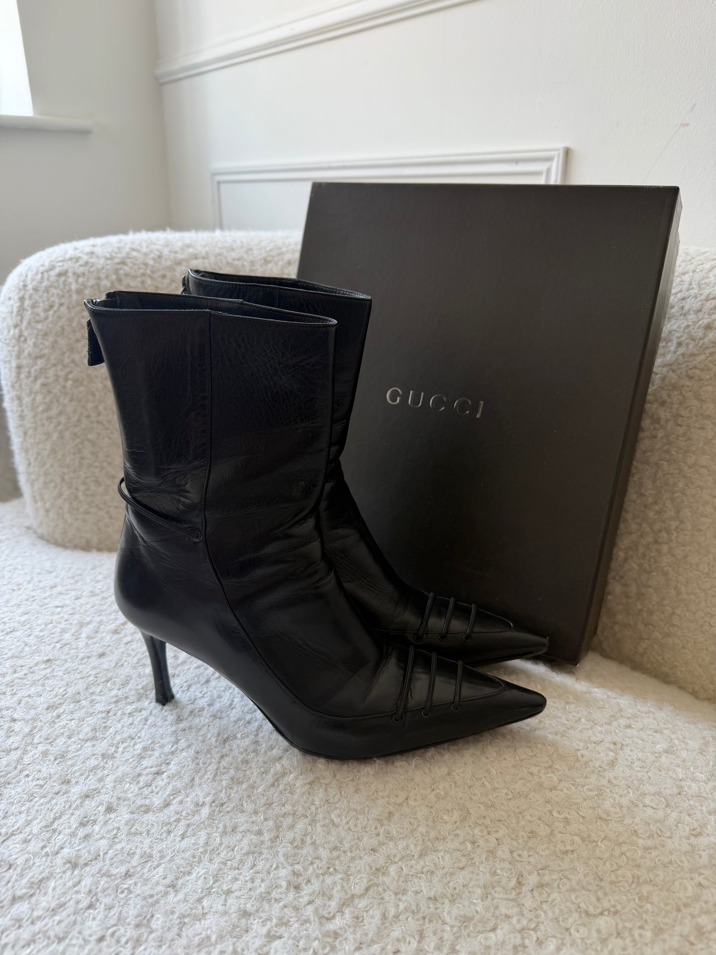 Black Leather Boots 37 Good