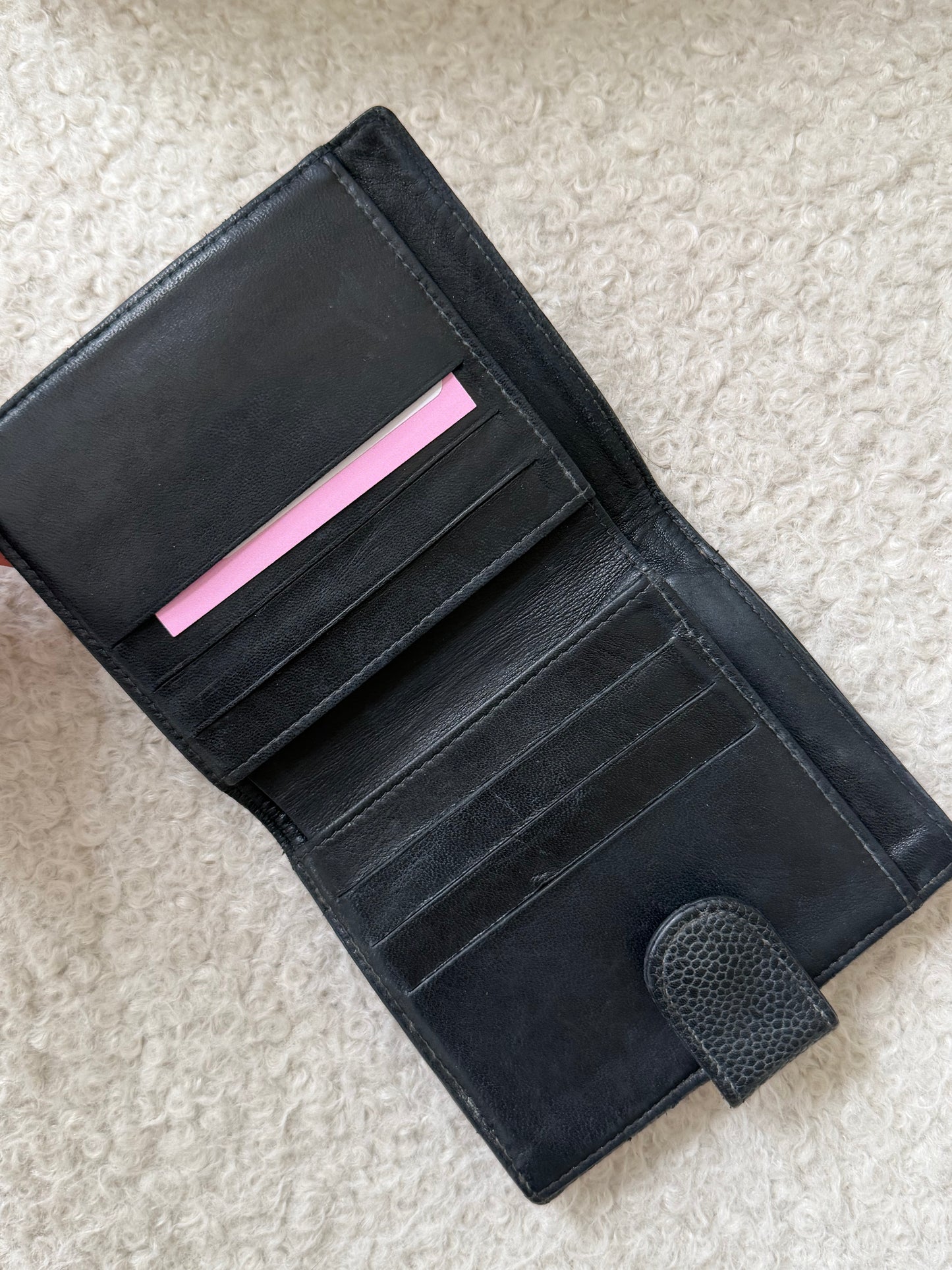Vintage Black Caviar Square Wallet