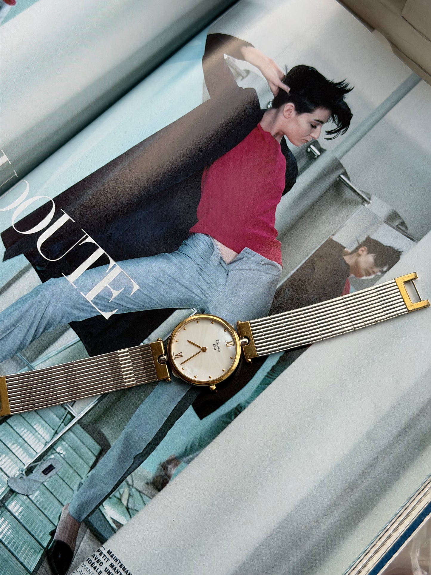 Pre-Owned Mother of Pearl Two-Tone Metal Watch