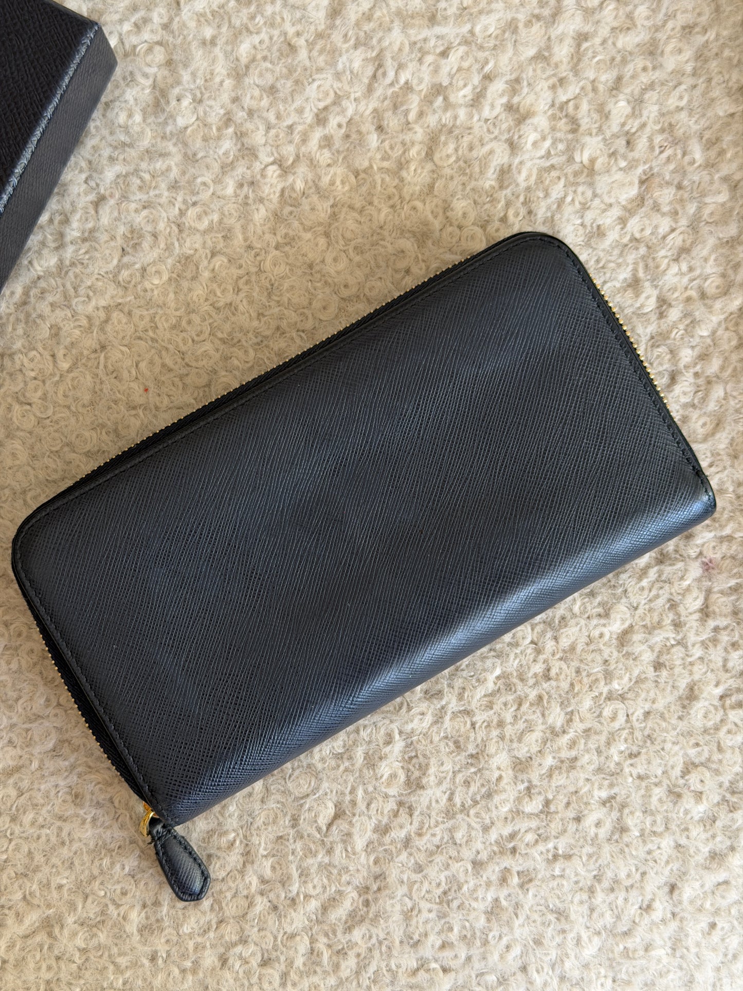 Pre-Owned Navy Saffiano Leather Wallet