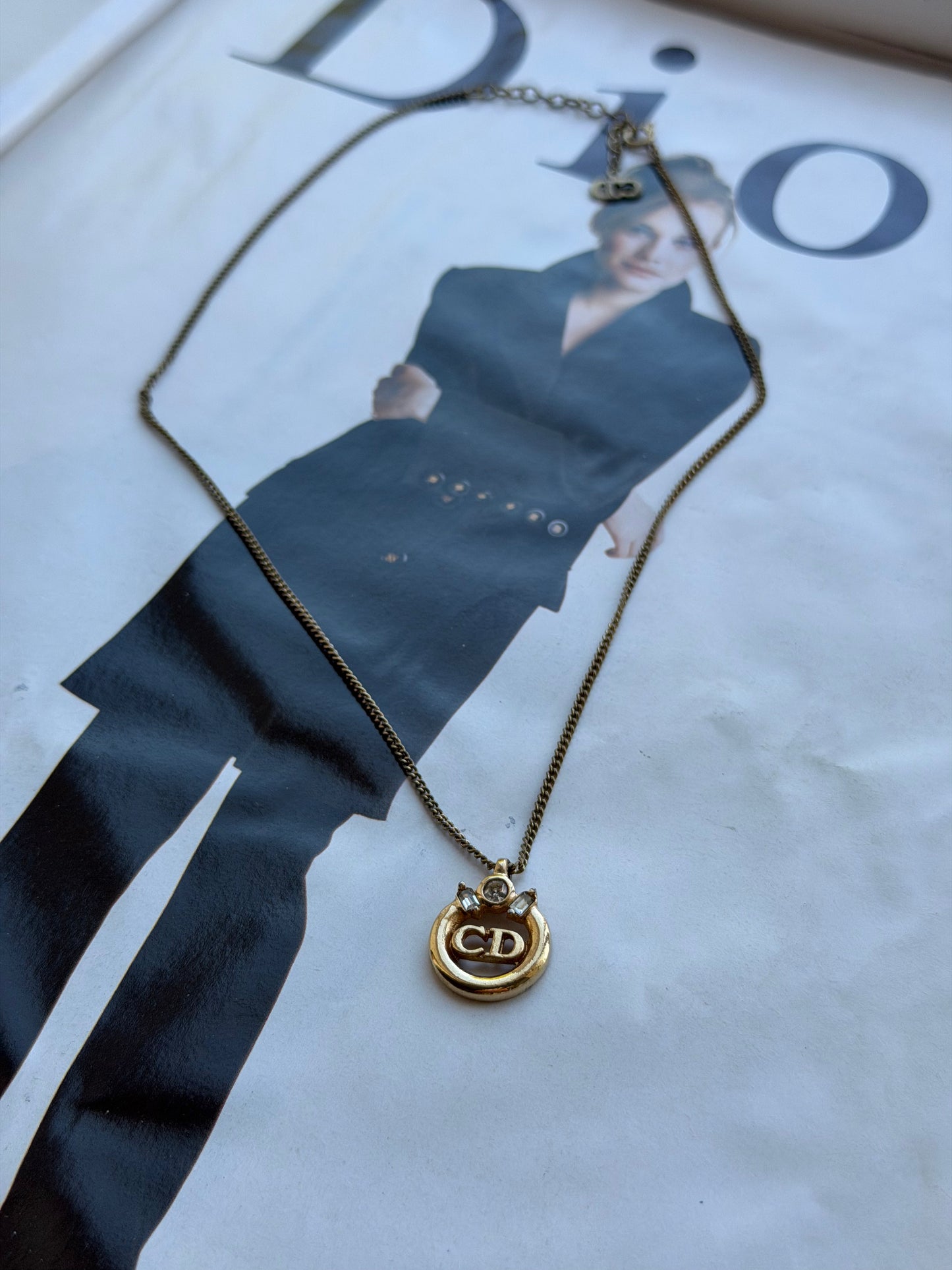 Pre-Owned Round Gem Detail Gold-Tone Necklace