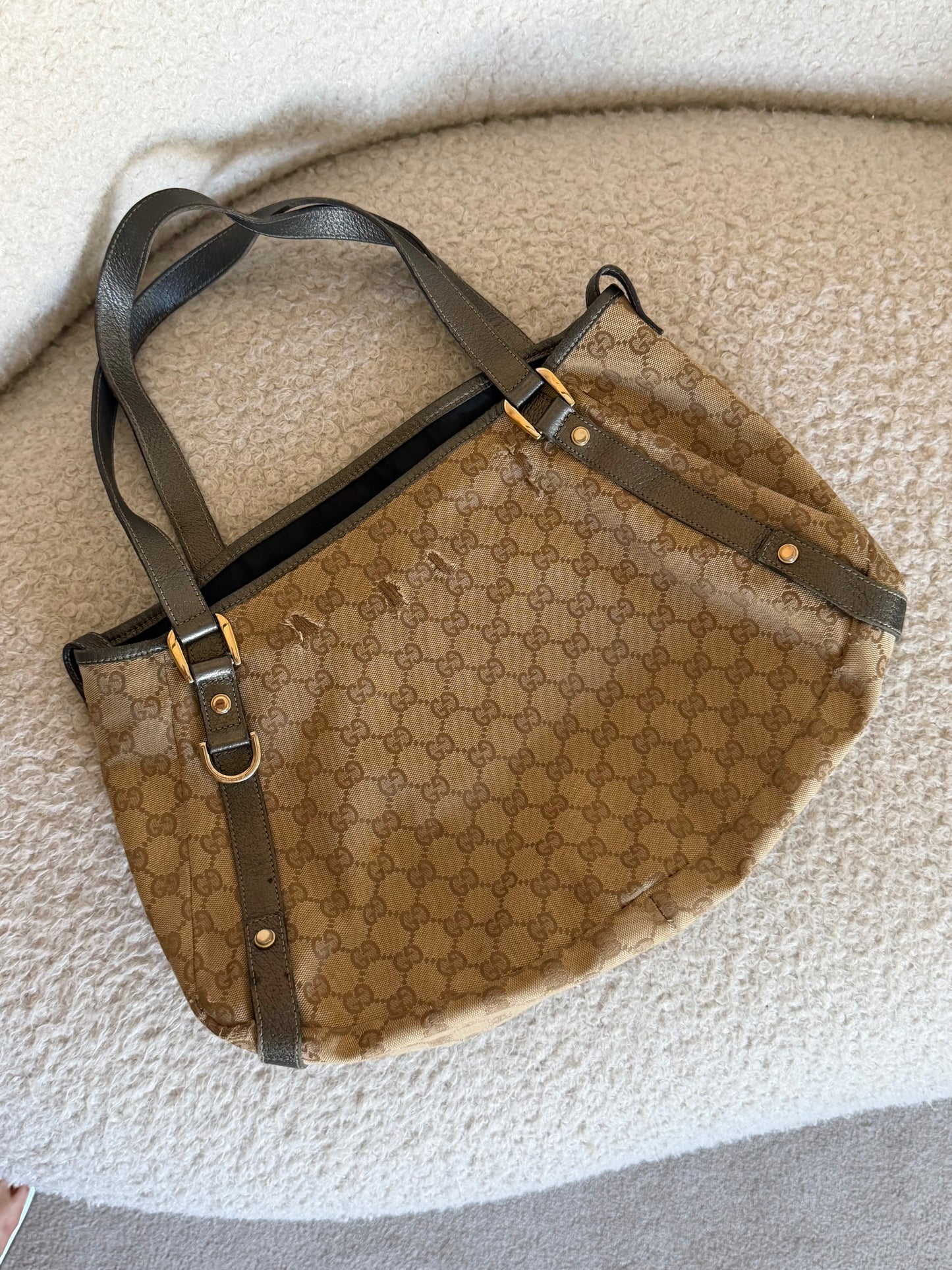 Pre-Owned Beige GG Canvas Shoulder Bag
