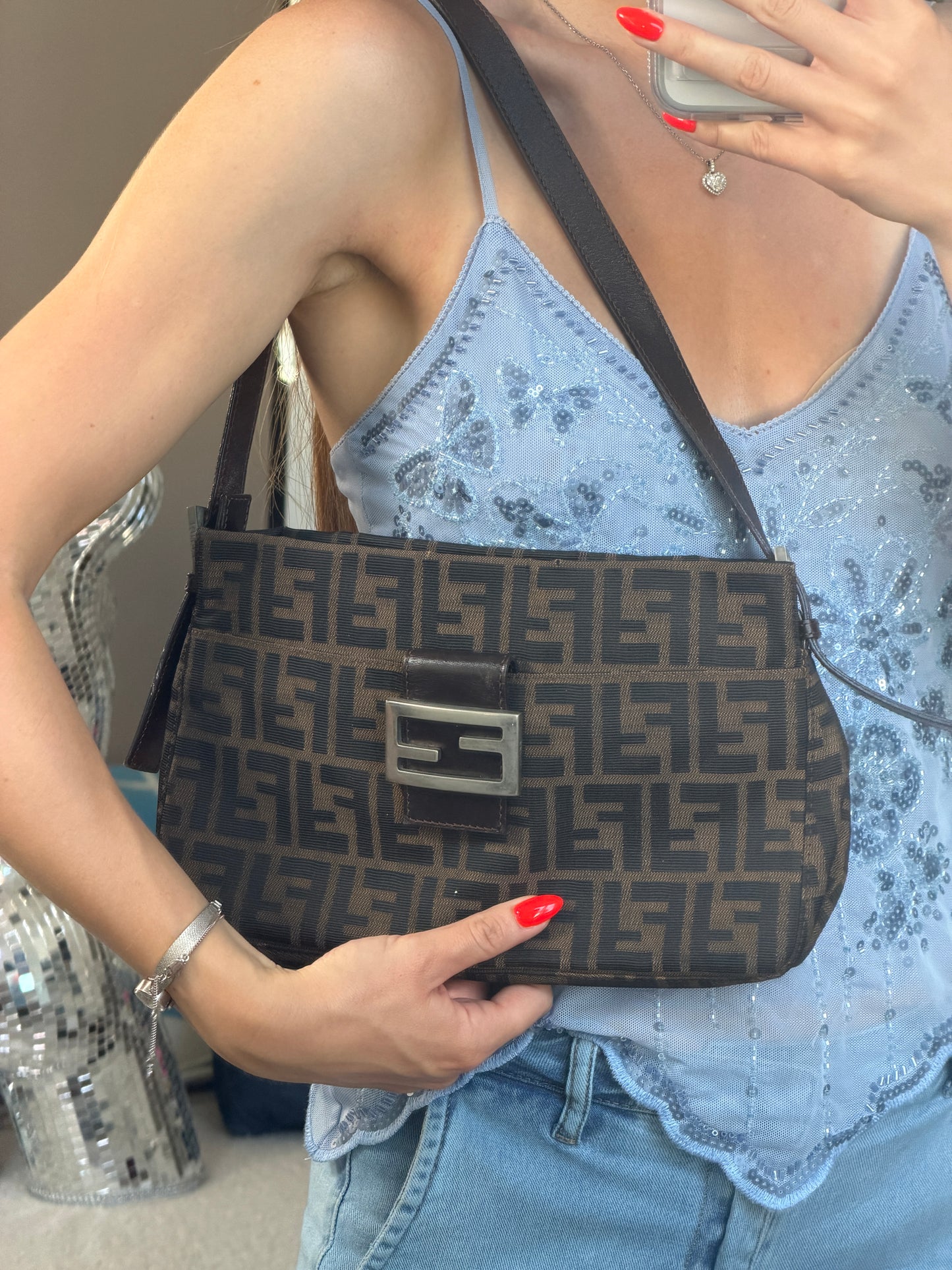 Pre-Owned Brown Zucchino Canvas Shoulder Bag