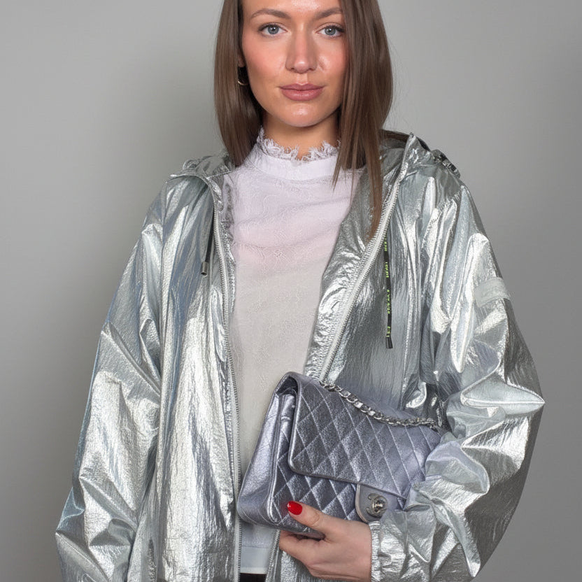 Silver Bomber Jacket Size M