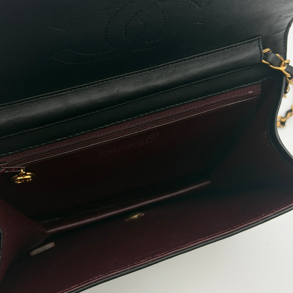 Pre-Owned Black Lambskin Square Single Flap Shoulder Bag