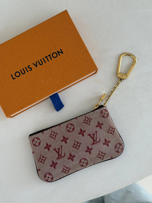 Pre-Owned Red Mini Lin Canvas Key Pouch