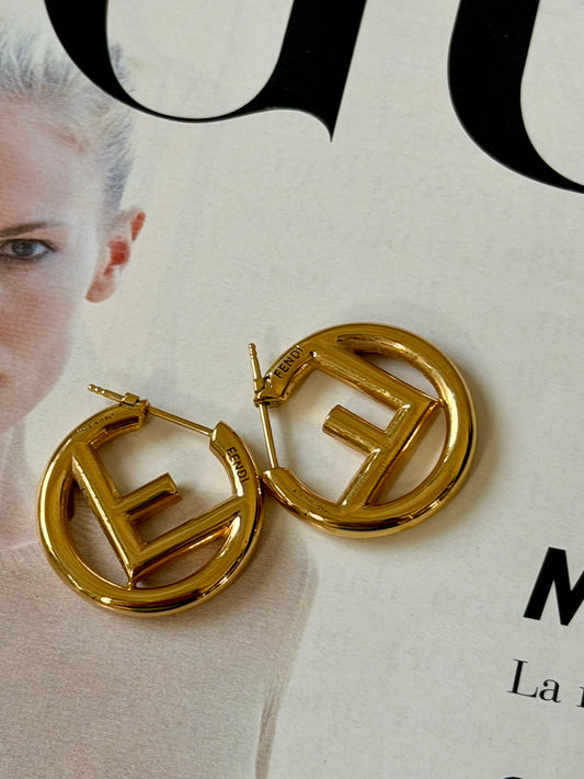Pre-Owned Gold-Tone FF Earrings