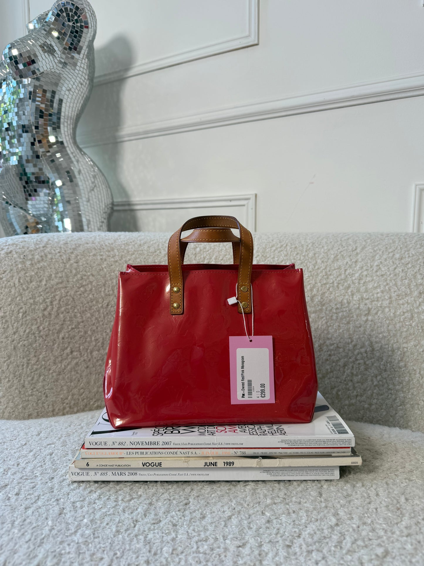 Pre-Owned Red/Pink Monogram Vernis Leather Reade PM