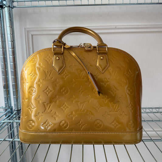 Pre-Owned Gold Monogram Vernis Leather Alma PM