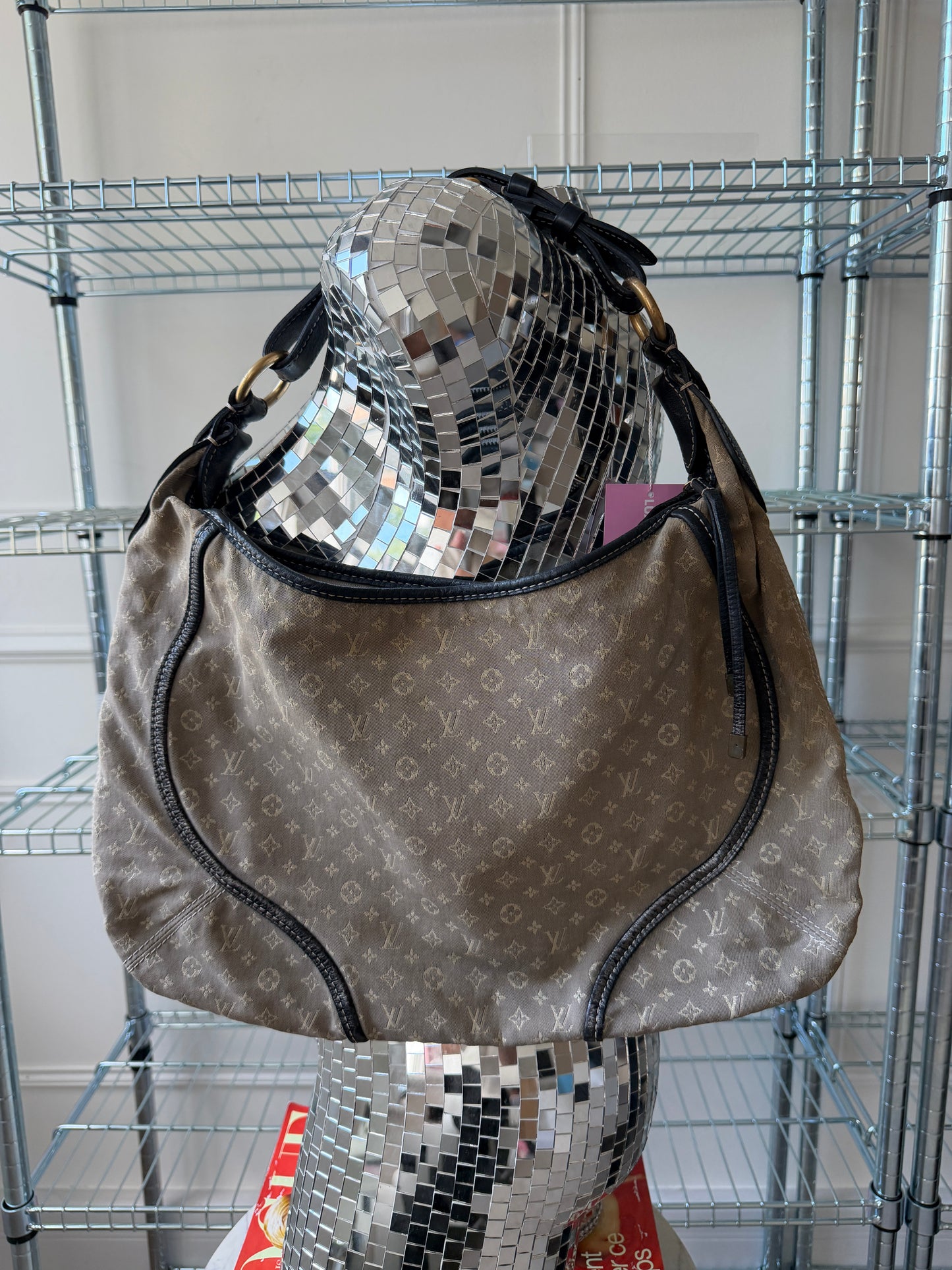 Pre-Owned Green Mini Lin Canvas Manon Shoulder Bag