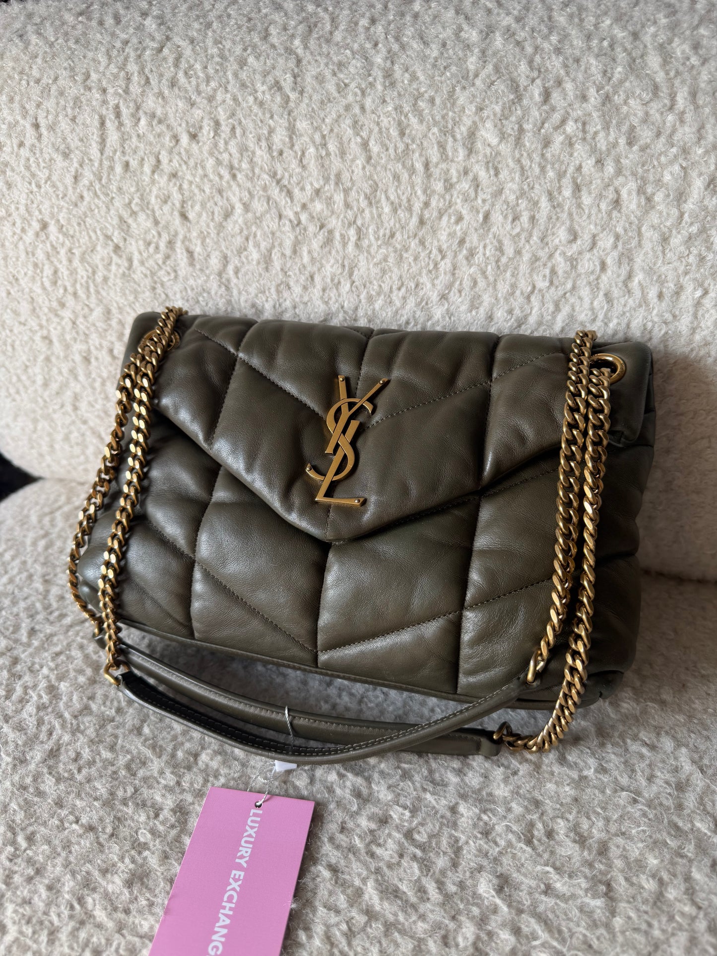 Pre-Owned Olive Green Lou Lambskin Leather Crossbody Bag