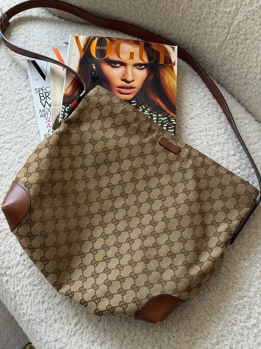 Pre-Owned Beige GG Canvas Crossbody Bag