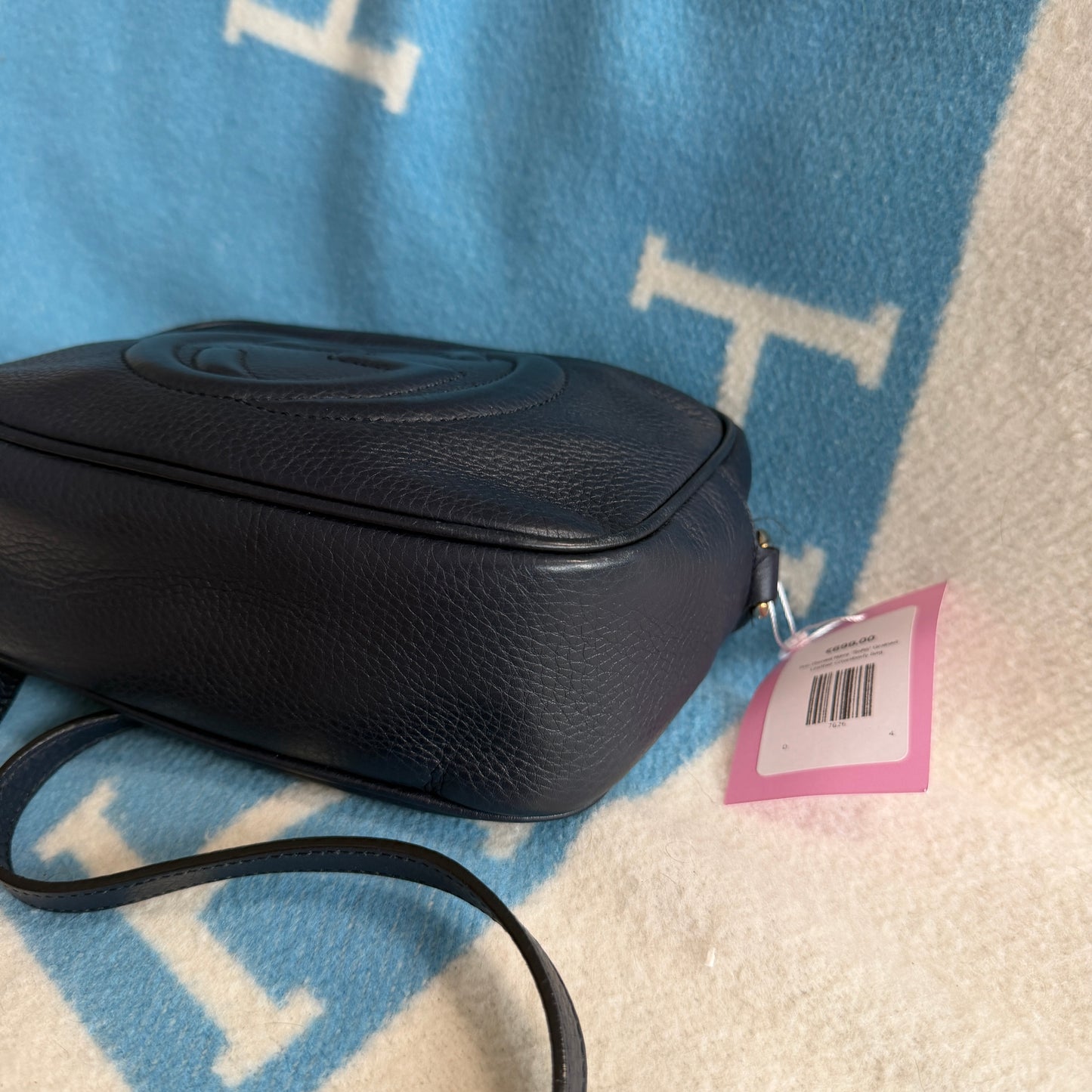 Pre-Owned Navy 'Soho' Grained Leather Crossbody Bag